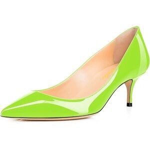 Women Fashion Pointed Toe Slip On Comfort Basic Kitten Heel Pumps Shoes